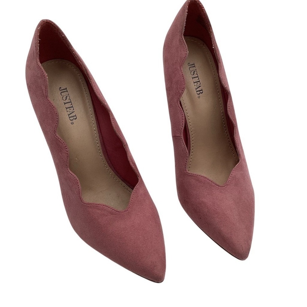 JustFab Womens Pumps Mauve Pink Pointed Toe Stiletto Slip On Scalloped Size 10